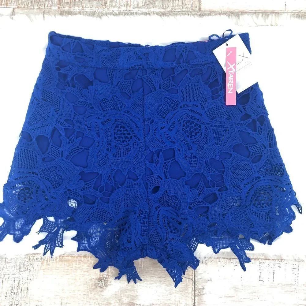 NWT! Xtaren royal blue lace shorts. Size L